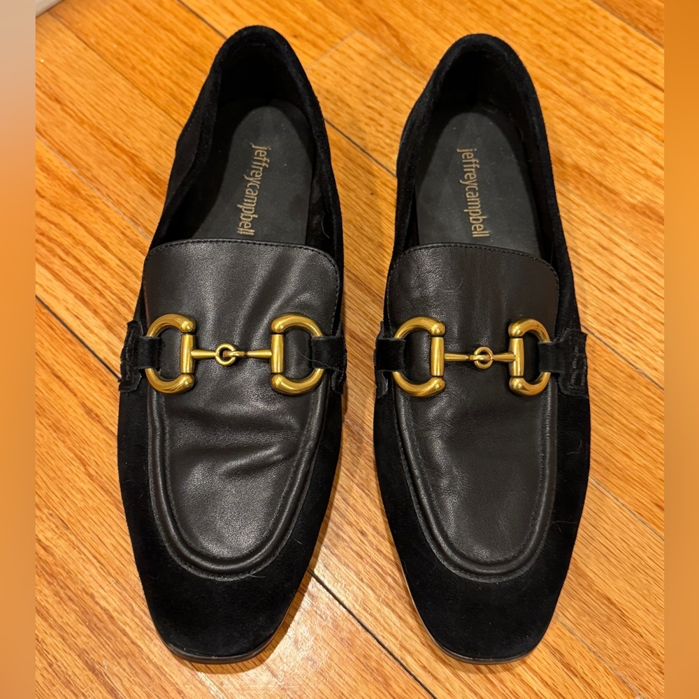 Jeffrey Campbell Women’s Black Leather & Suede Bit Loafers